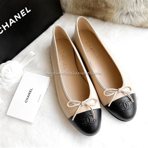 chanel classic flats|chanel flats beige and black.